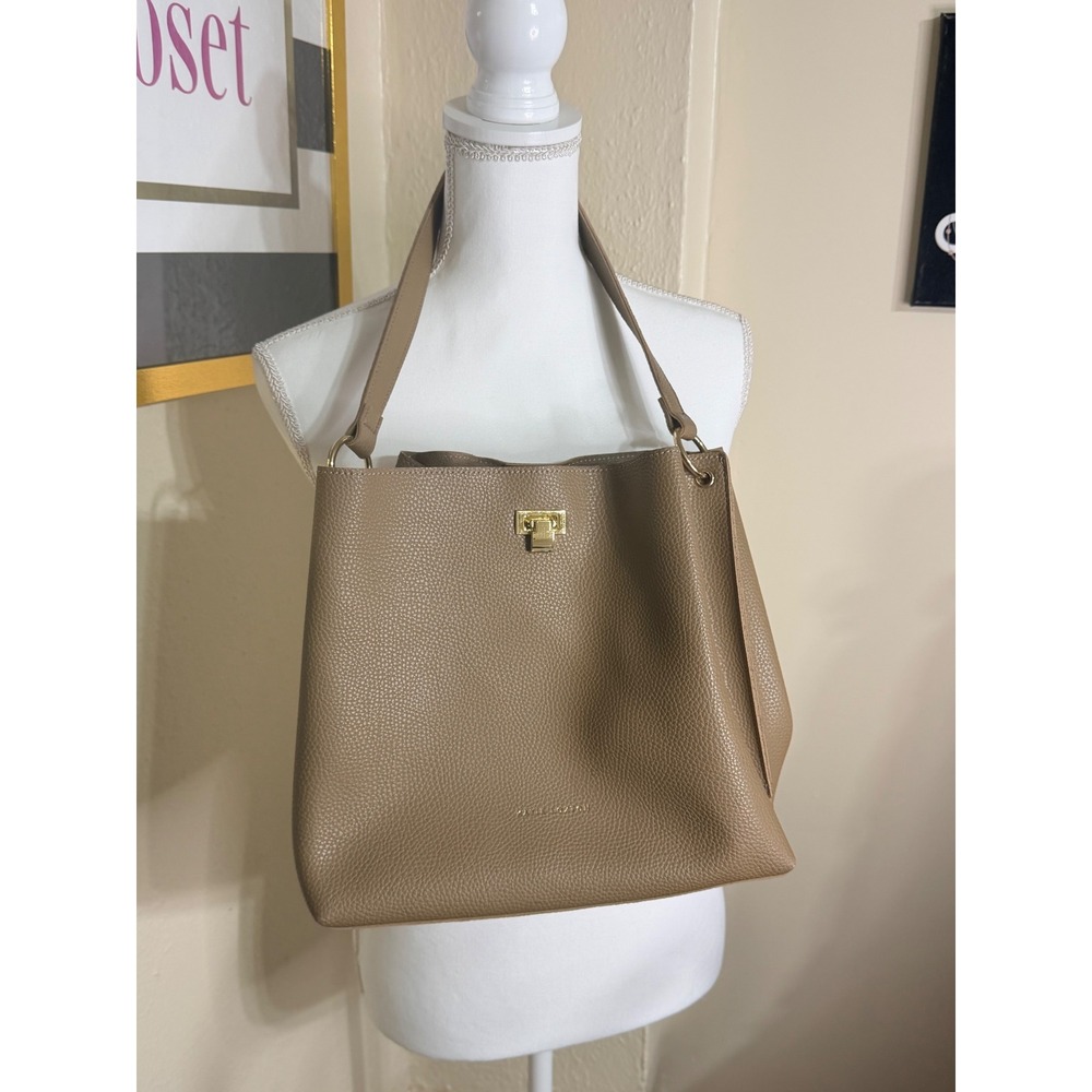 Katie Loxton Celine Hobo Bag Taupe Pebble Vegan Leather Shoulder Bag Gold Tone